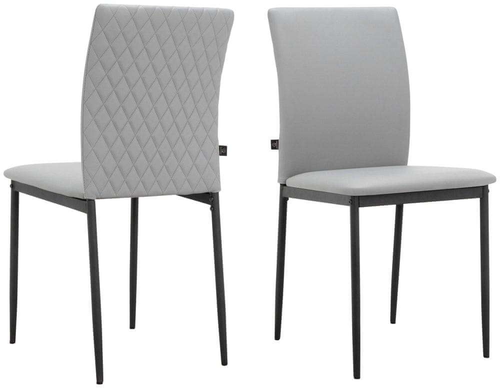 Danish Style Jedálenská stolička Pavia (SET 2 ks), syntetická koža, sivá